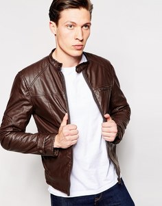 Байкерская куртка из искусственной кожи Barney's - Коричневый