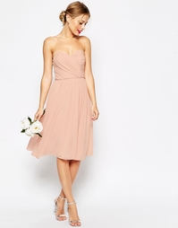 Платье миди с лифом-бандо ASOS WEDDING - Телесный