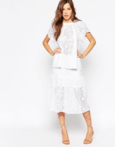 Юбка миди из цветочного кружева BCBG Generation - Видимый белый