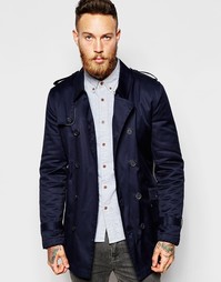 ASOS Trench Coat With Belt In Navy - Темно-синий