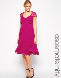 Плиссированное платье миди для беременных с кружевом ASOS Maternity