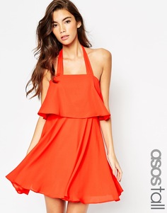 Короткое приталенное платье бандо на широких бретельках ASOS TALL
