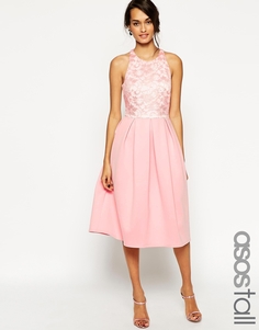 Приталенное платье миди с кружевным топом ASOS TALL - Мятный