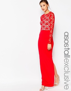 ASOS TALL Soft Lace Top Maxi Dress - Красный