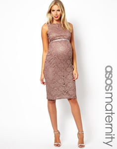 Эксклюзивное кружевное облегающее платье для беременных ASOS Maternity