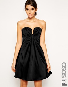 Платье мини с лифом-бандо и глубоким вырезом ASOS TALL - Черный