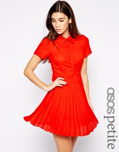 Платье-рубашка с плиссированной юбкой эксклюзивно для ASOS PETITE