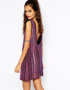 Цельнокройное платье с гобеленовыми полосками Mochi - Фиолетовый