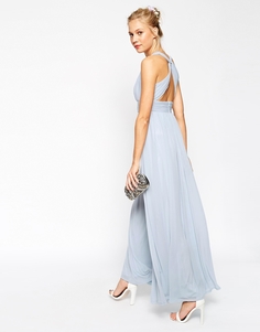 Платье макси с перекрученной спинкой ASOS WEDDING - Телесный