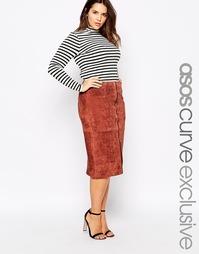 Замшевая юбка‑карандаш в стиле 70‑х ASOS CURVE - Кирпичный