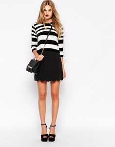 Мини юбка‑трапеция с фигурным краем ASOS - Черный