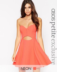 Жаккардовое платье мини с вырезом ASOS PETITE - Розовый