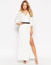 Платье макси с золотистым поясом ASOS - Темно-синий
