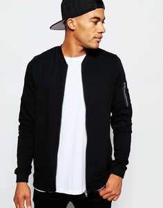 Трикотажная куртка‑пилот с карманами ASOS MA1 - Черный
