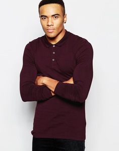 Бордовое поло с длинными рукавами ASOS - Burgundy