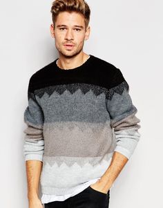 Джемпер с начесом и зигзагообразным узором ASOS
