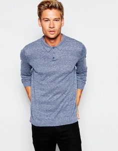 Вязаный хлопковый джемпер с воротником поло ASOS - Denim twist nep