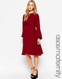 Платье миди для беременных с завязкой ASOS Maternity - Burgundy