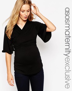 Топ-кимоно с запахом для кормящих мам ASOS Maternity - Черный