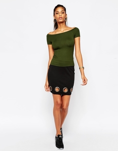 Мини-юбка с люверсами на кромке ASOS - Черный