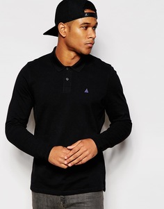 ASOS Pique Long Sleeve Polo With Triangle Embroidery In Black - Черный