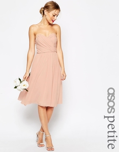 Платье миди с лифом‑бандо ASOS PETITE WEDDING - Телесный