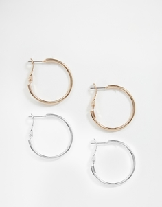 Набор из 2 серег-колец ASOS - Смешанные металлы