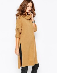Платье с воротником-труба и разрезами по бокам Fashion Union - Серый