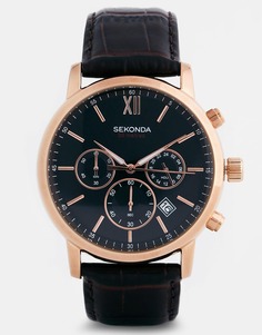 Часы с кожаным ремешком Sekonda 3406 - Коричневый