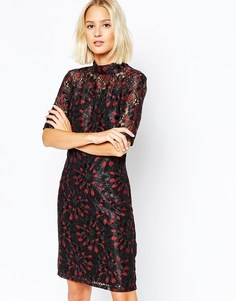 Кружевное платье мини Selected Lisa - Black and tawny