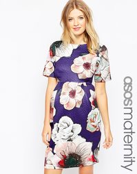 Текстурированное платье для беременных с розами ASOS Maternity