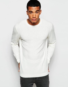 ASOS Double Chevron Crew in Merino Wool Mix - Экрю