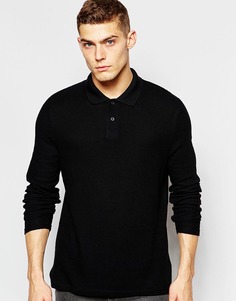 Облегающая футболка-поло с длинными рукавами ASOS - Черный