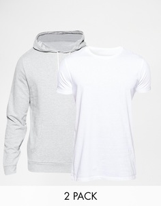 ASOS Hoodie And Longline T-Shirt 2 Pack SAVE 15%