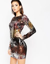 Платье мини с эффектом омбре и отделкой ASOS NIGHT - Мульти