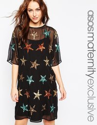 Цельнокройное платье для беременных со звездами ASOS Maternity