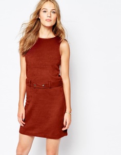 Платье-трапеция из искусственной замши с поясом Vila - Розовое дерево