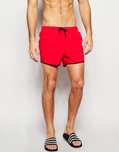 Короткие шорты для плавания красного оттенка ASOS - Красный