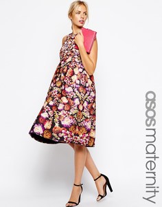 Короткое приталенное платье с цветочным принтом ASOS Maternity