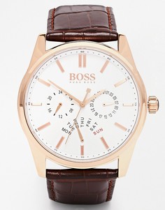 Часы с хронографом и кожаным ремешком Hugo Boss 1513125 - Коричневый