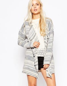 Maison Scotch Woven Boucle Poncho with Fringes - Мульти
