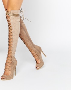 Бежевые сапоги со шнуровкой Daisy Street Ghillie - Серо-коричневый