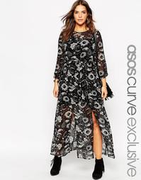 Платье макси с принтом луны и звезд ASOS CURVE - Принт