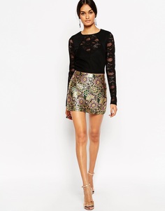Жаккардовая мини‑юбка цвета металлик ASOS - Мульти