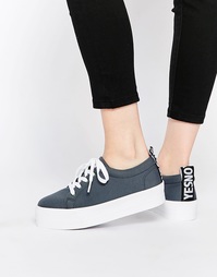 Кроссовки на шнуровке и плоской платформе ASOS DACRE - Grey neoprene