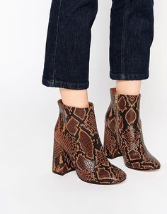 Ботильоны ASOS EDWINA - Коричневый/змеиная кожа