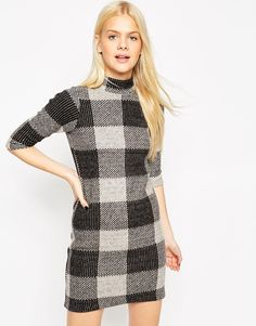 Цельнокройное платье в клетку ASOS - Мульти
