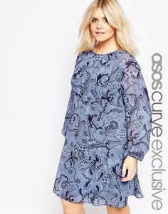 Платье с обойным принтом ASOS CURVE - Мульти