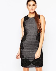 Твидовое платье‑футляр с кружевными накладками Adelyn Rae