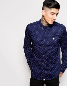 Pretty Green Shirt with Polka Dot Print - Темно-синий